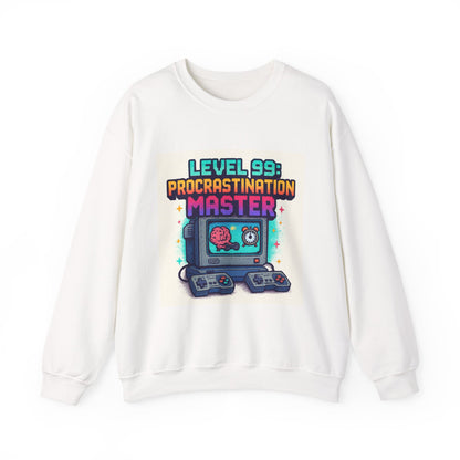Crewneck Sweatshirt — "Level 99: Procrastination Master" Retro Gamer Graphic