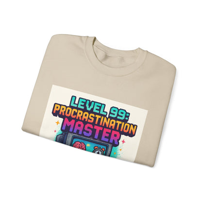 Crewneck Sweatshirt — "Level 99: Procrastination Master" Retro Gamer Graphic
