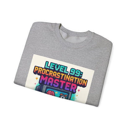 Crewneck Sweatshirt — "Level 99: Procrastination Master" Retro Gamer Graphic