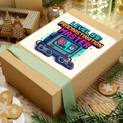 Procrastination Master Sticker — "Level 99" Retro Gaming Kiss-Cut