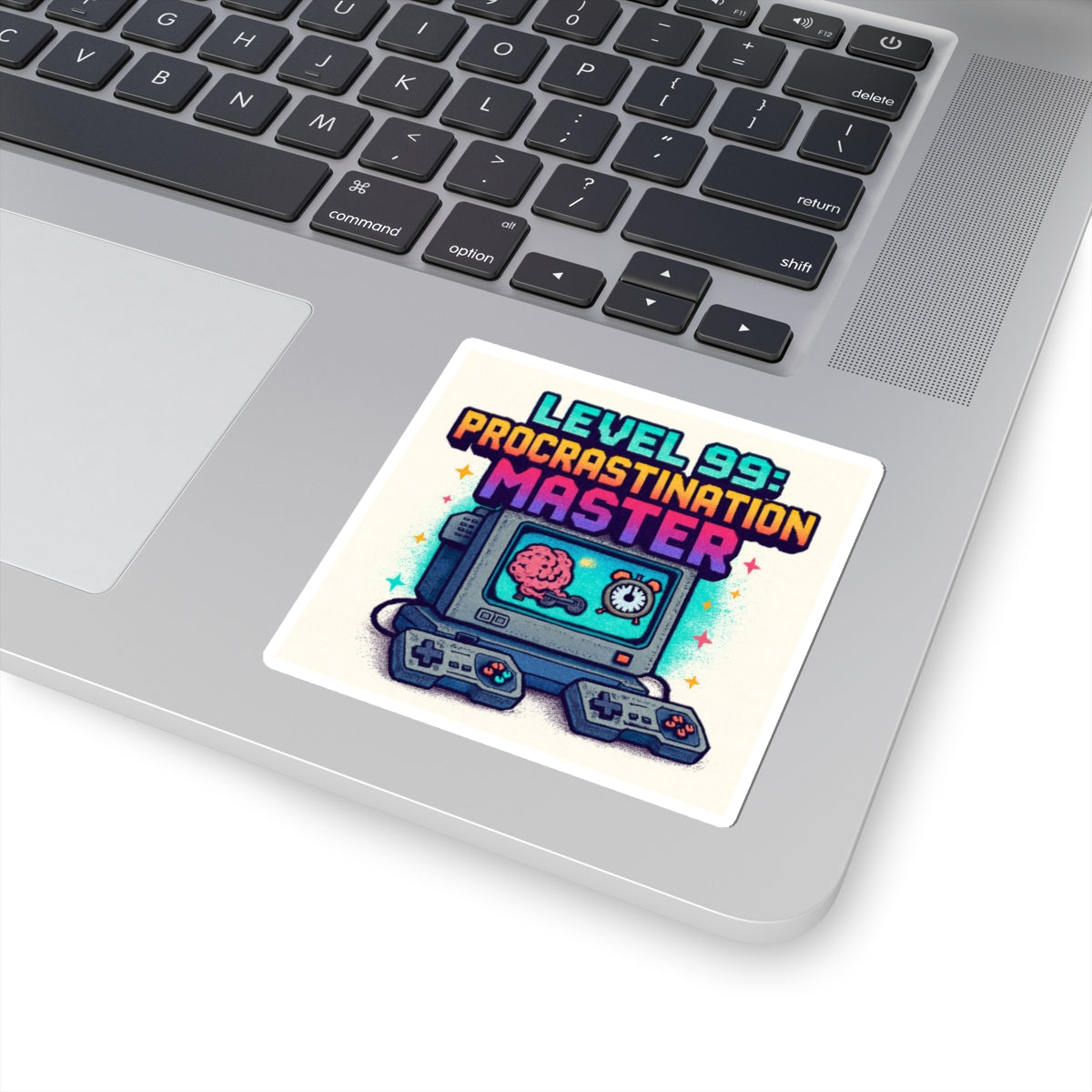 Procrastination Master Sticker — "Level 99" Retro Gaming Kiss-Cut