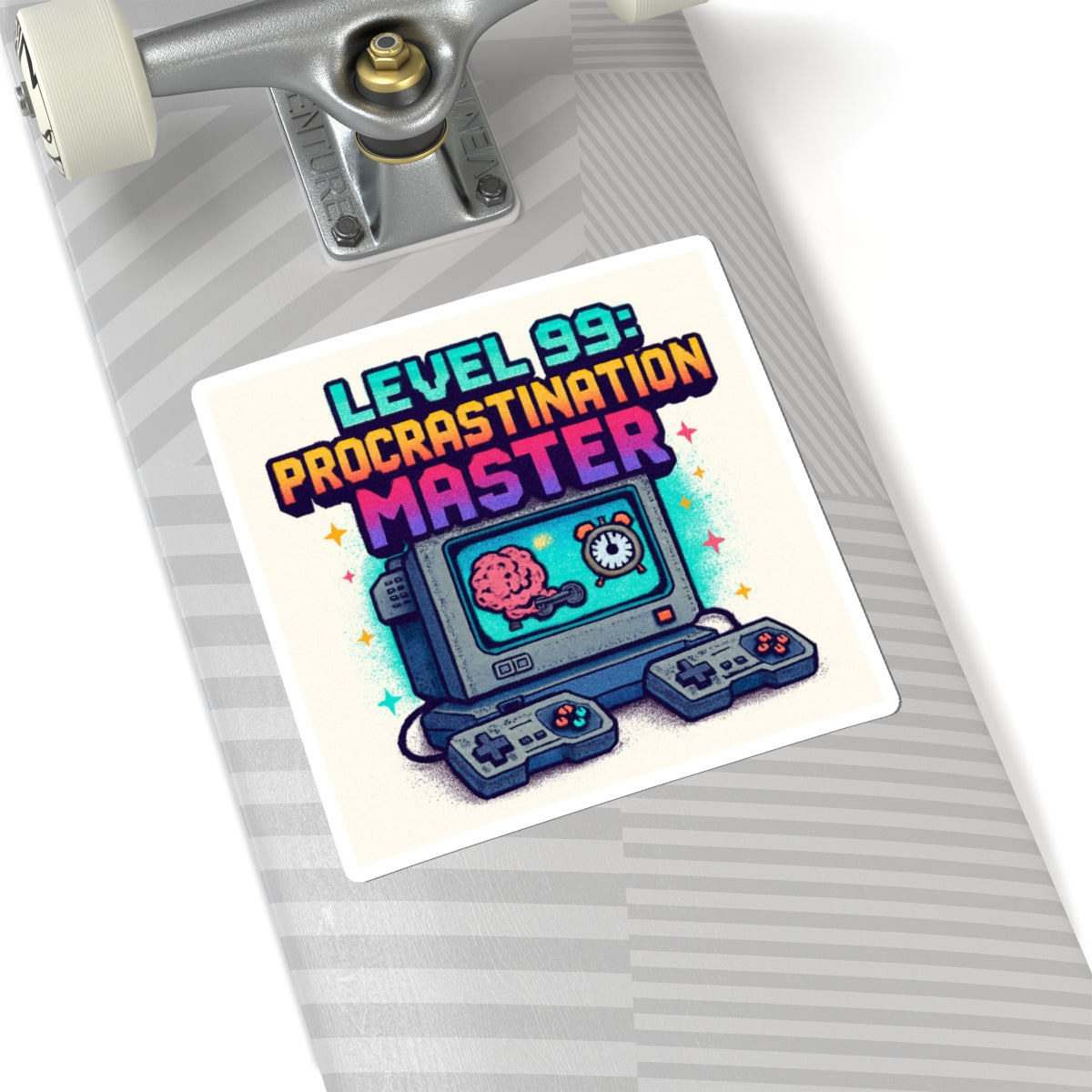 Procrastination Master Sticker — "Level 99" Retro Gaming Kiss-Cut
