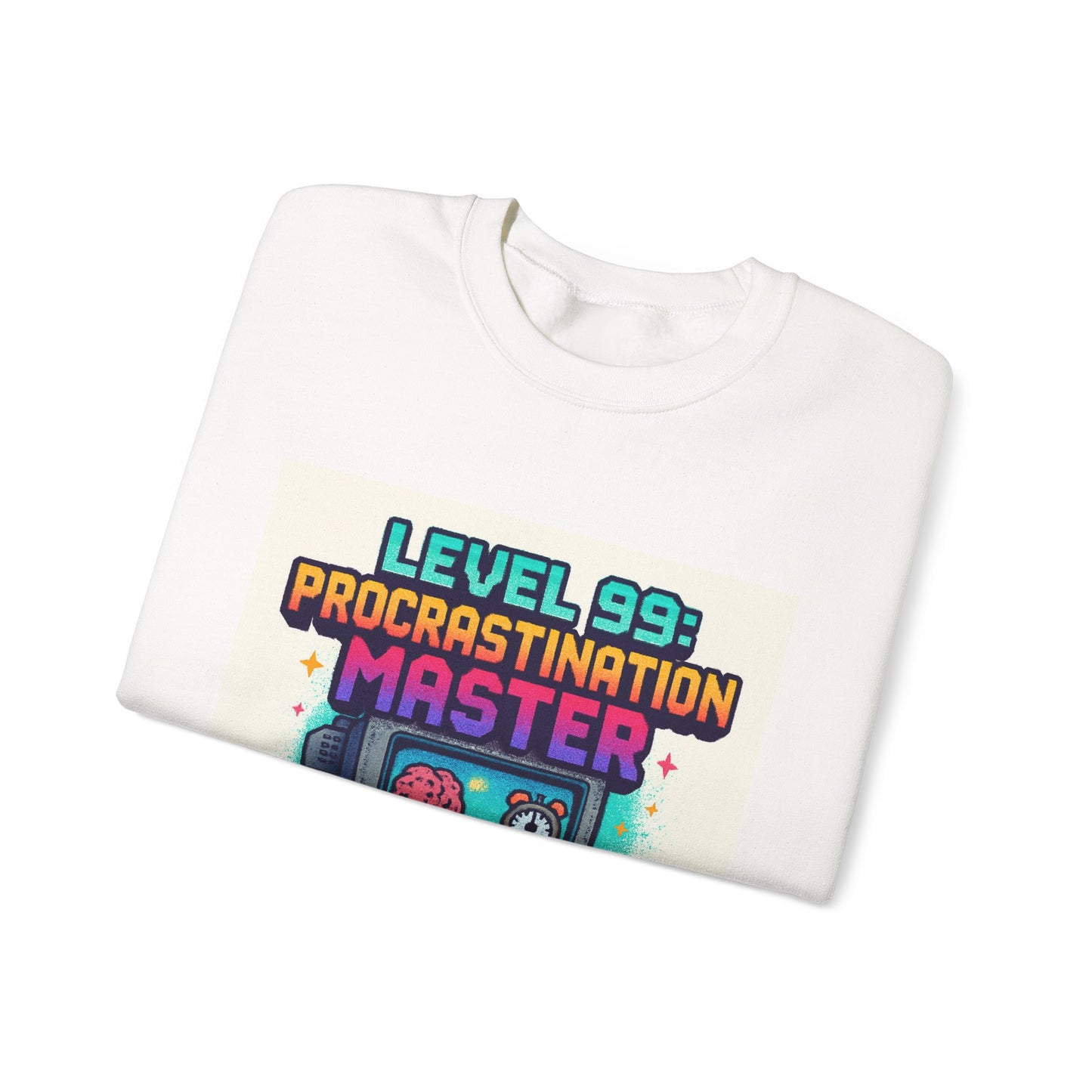 Crewneck Sweatshirt — "Level 99: Procrastination Master" Retro Gamer Graphic